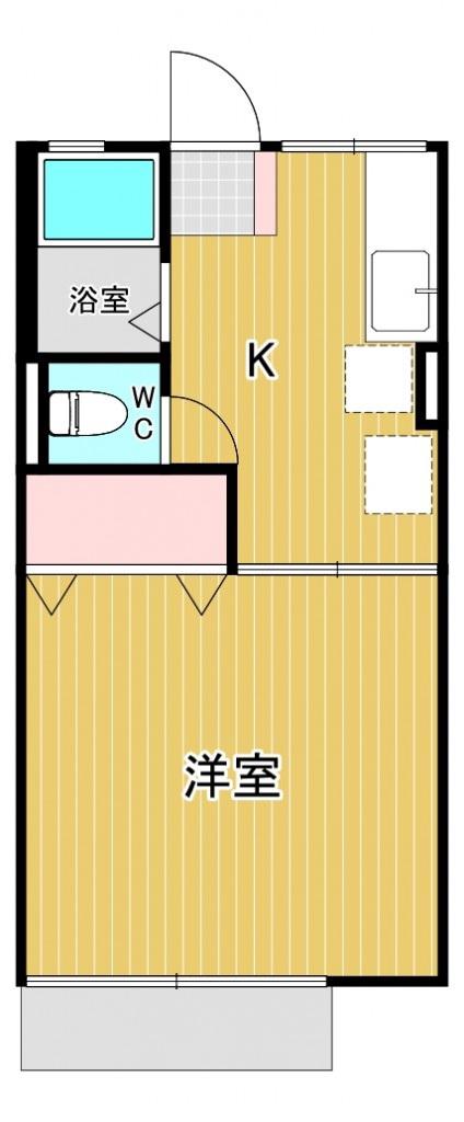 ノーブルC(1K/1階)の間取り写真