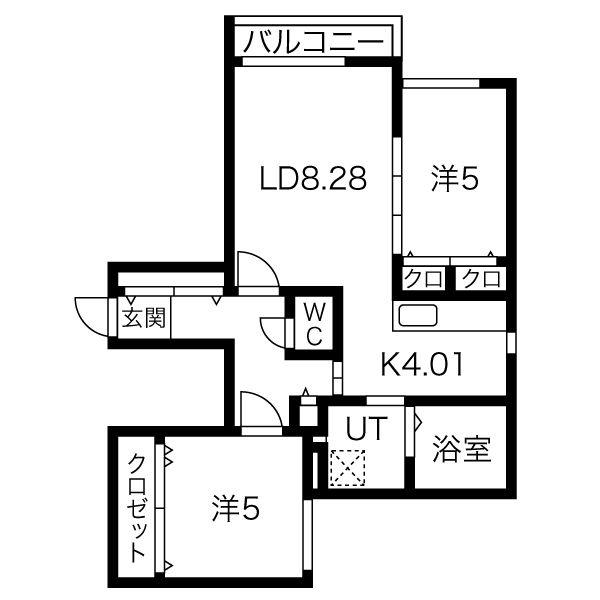 アールズ・コート(2LDK/2階)の間取り写真