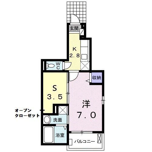 ジェルメ・メゾン(1SK/1階)の間取り写真
