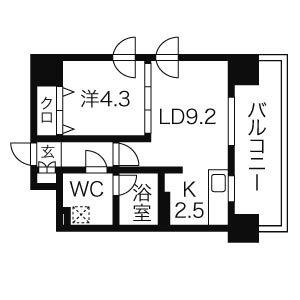 LEONE中島公園(1LDK/4階)の間取り写真