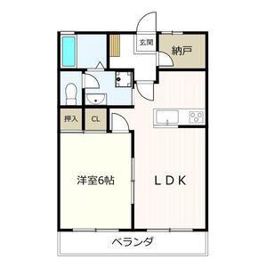 ヴィラサンベルトB(1LDK/2階)の間取り写真