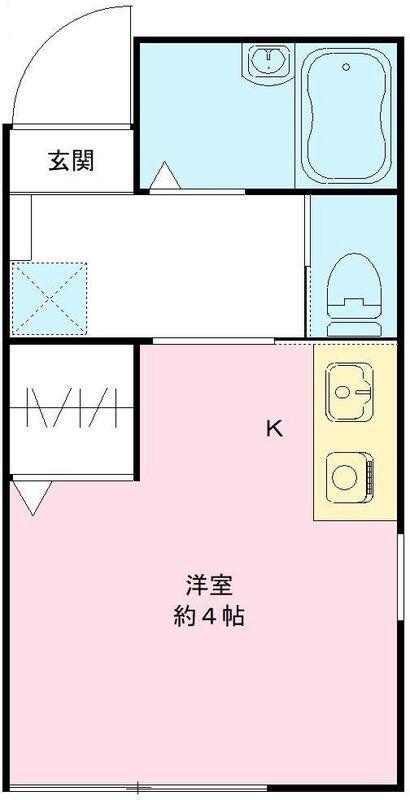ハウス青木(ワンルーム/1階)の間取り写真