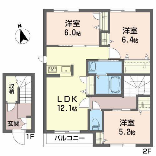 コンフォール C(3LDK/2階)の間取り写真