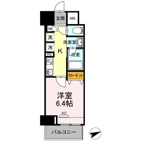 THE RESIDENCE OF TOKYO(1K/8階)の間取り写真
