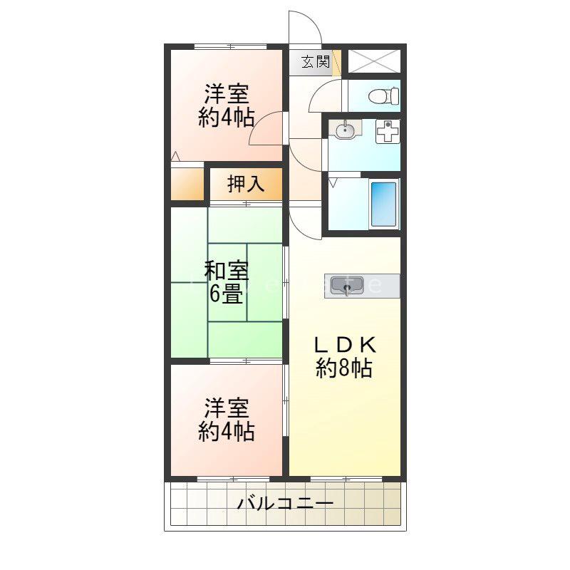 日宝アドニス塩屋(3LDK/2階)の間取り写真