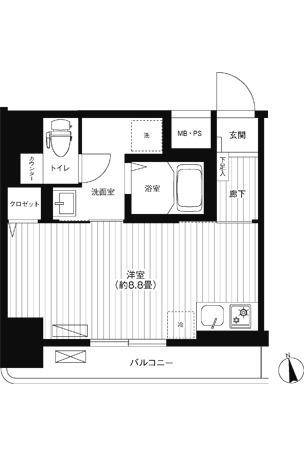 リーノ新宿若松町(ワンルーム/9階)の間取り写真