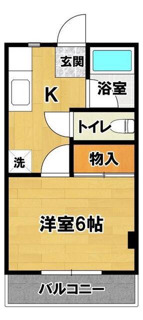 宮田ハイツB(1K/3階)の間取り写真