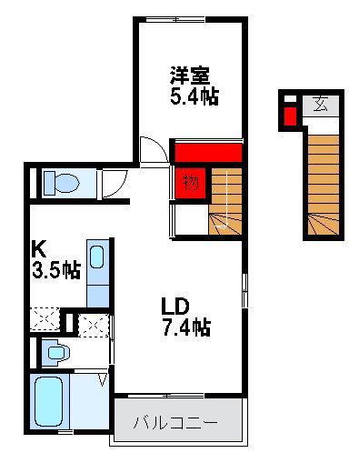 グランジュール(1LDK/2階)の間取り写真