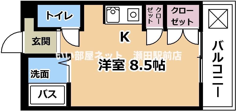 グランドハイツ柴原 D棟(ワンルーム/1階)の間取り写真