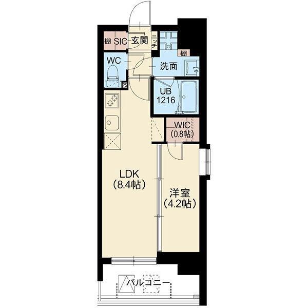 スプランディット南千住DUE(1LDK/12階)の間取り写真
