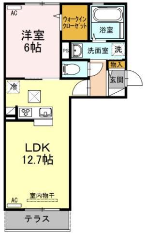 フトゥーロ(1LDK/1階)の間取り写真