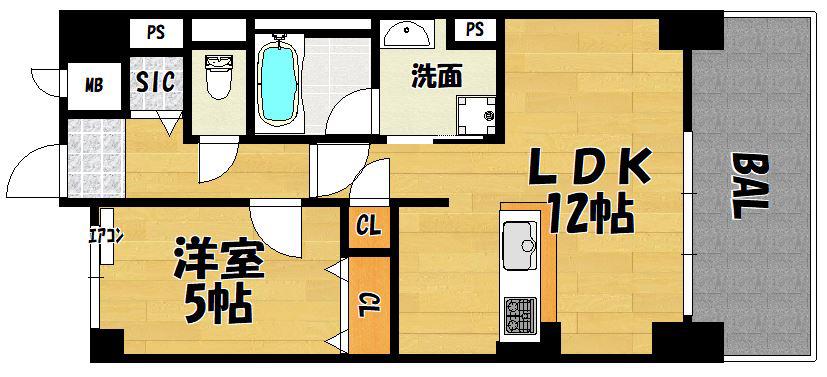 アリエッタ南巽(1LDK/6階)の間取り写真
