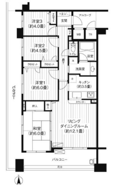 パークビューステージ東陽町(4LDK/3階)の間取り写真