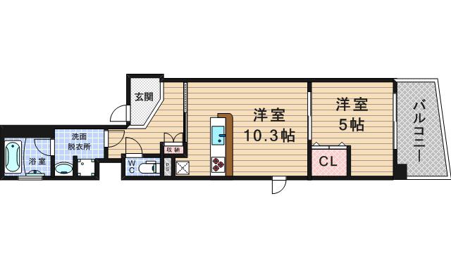 グランツ(1LDK/5階)の間取り写真
