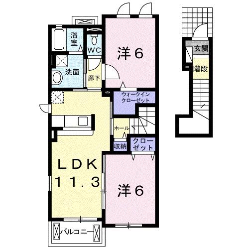 ロイヤル イリマ(2LDK/2階)の間取り写真