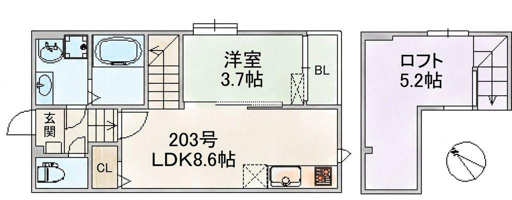 ポラリス美野島 541(1LDK/2階)の間取り写真