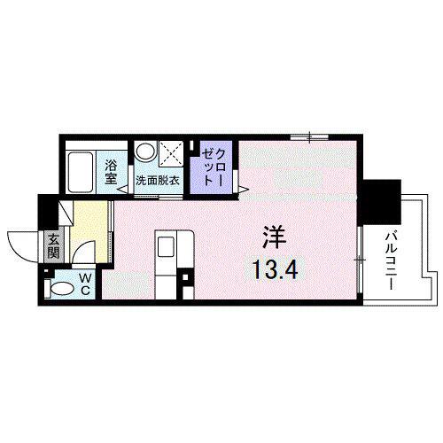 パーク鴨池(ワンルーム/4階)の間取り写真