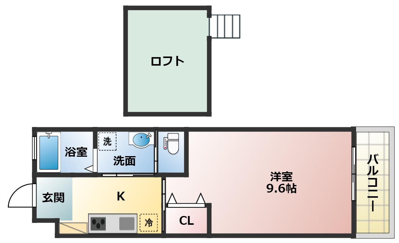 ジュネス田中(1K/2階)の間取り写真
