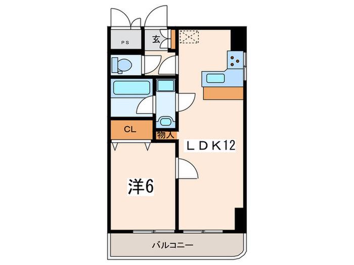 山本ビル(1LDK/6階)の間取り写真