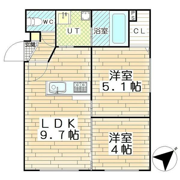 TRIPLE M (2LDK/4階)の間取り写真