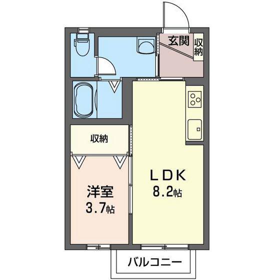 マストライフ高崎上大類(1LDK/1階)の間取り写真