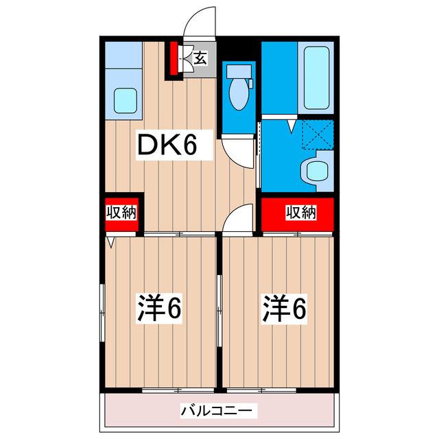 オリエンタルコート(2DK/2階)の間取り写真