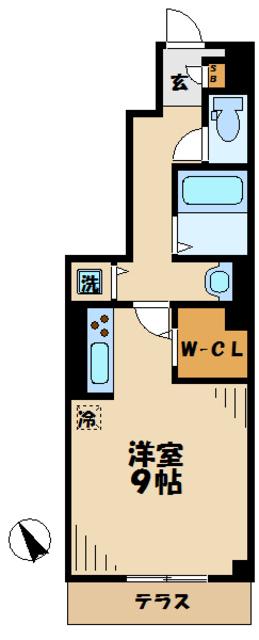 エノ・エリタージュ(ワンルーム/1階)の間取り写真