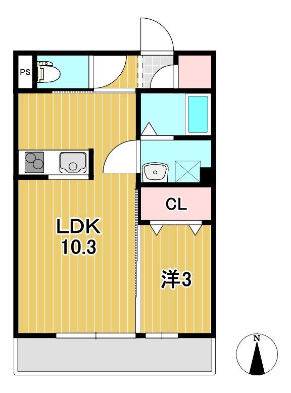 ミライナ(1LDK/2階)の間取り写真