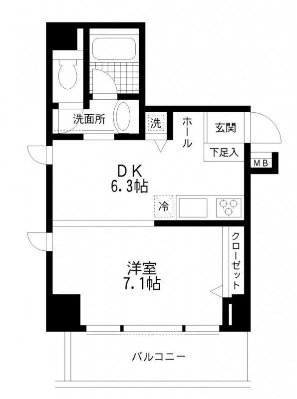 フルグラール池袋(1DK/2階)の間取り写真