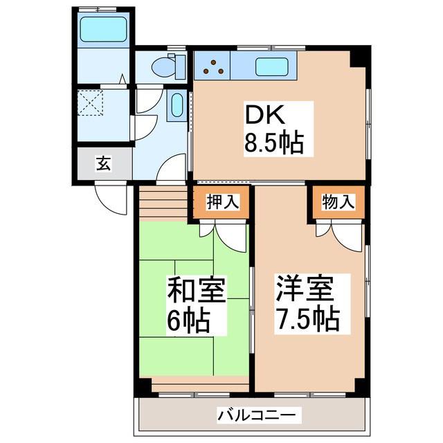 パストラーレ(2DK/1階)の間取り写真