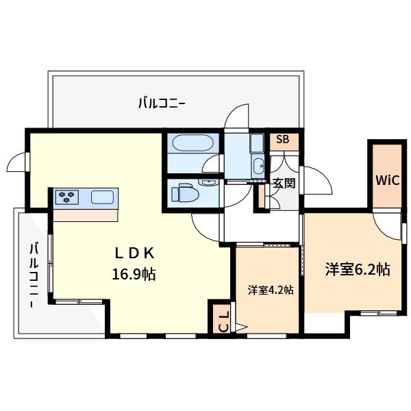 エリタージュ(2LDK/3階)の間取り写真