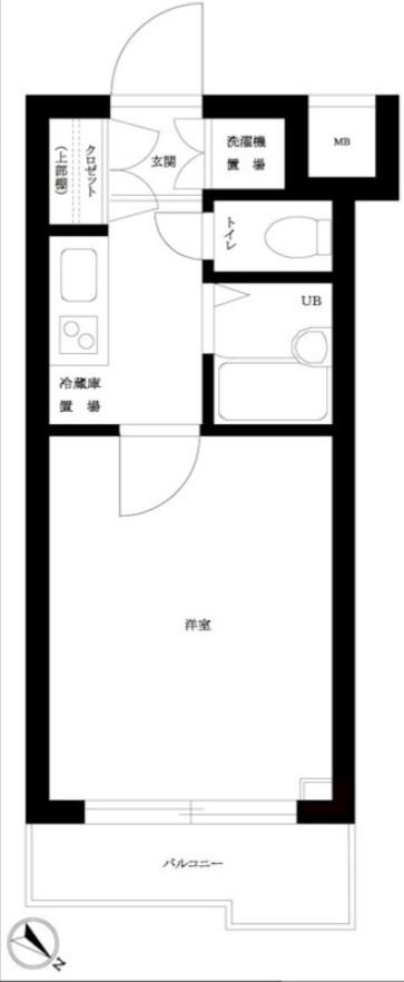 ルーブル恵比寿サウスガーデン(1K/2階)の間取り写真