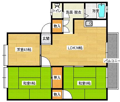 エステート宇品(3LDK/1階)の間取り写真