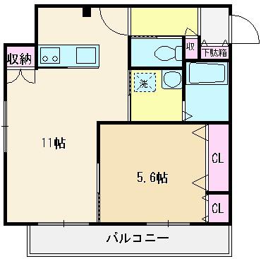ドルフ朝志ヶ丘I(1LDK/2階)の間取り写真