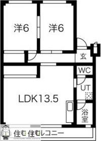 板倉ハイツ(2LDK/3階)の間取り写真