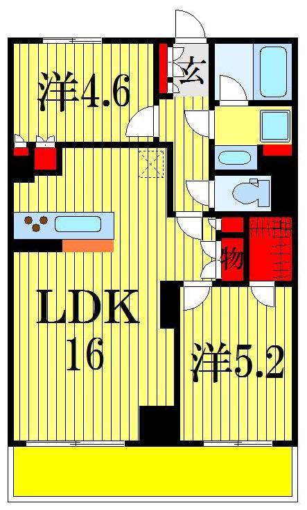 パティオス17番街(2LDK/5階)の間取り写真