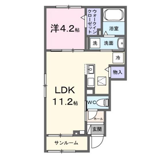 エトワールB(1LDK/1階)の間取り写真