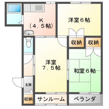 ベルツリーハウス(3K/2階)の間取り写真