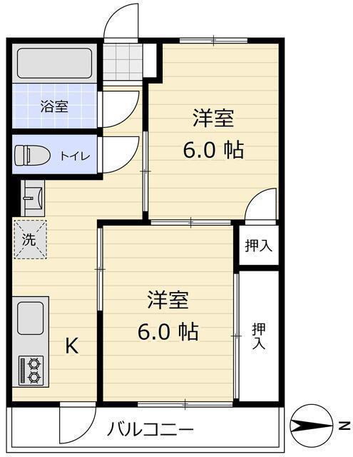 島村マンション(2K/5階)の間取り写真