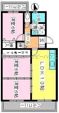 ドミール水城(3LDK/2階)の間取り写真