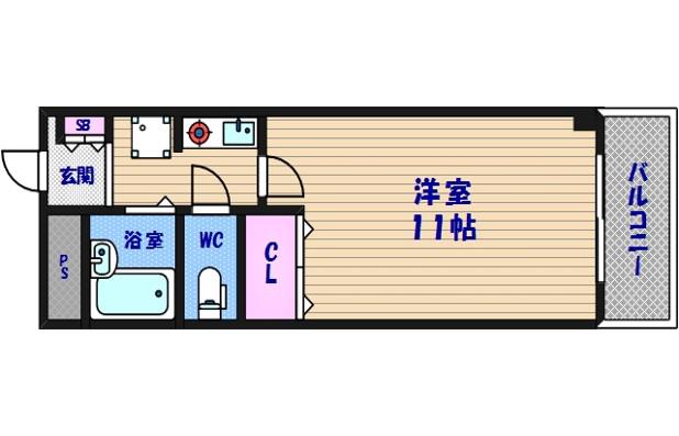 フォレストグリーン(1K/4階)の間取り写真