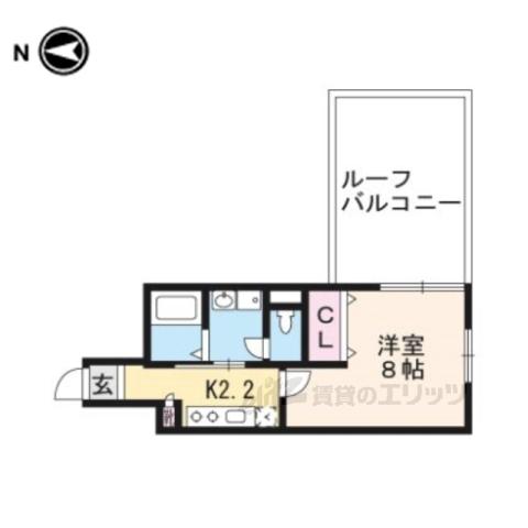 コンフォール西院(1K/4階)の間取り写真