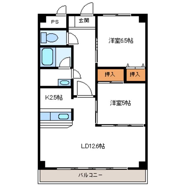 サニープレイス(2LDK/1階)の間取り写真