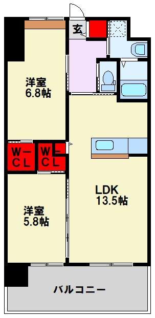 ウイングス八幡駅前(2LDK/3階)の間取り写真