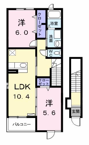 フルリール百船 A(2LDK/2階)の間取り写真