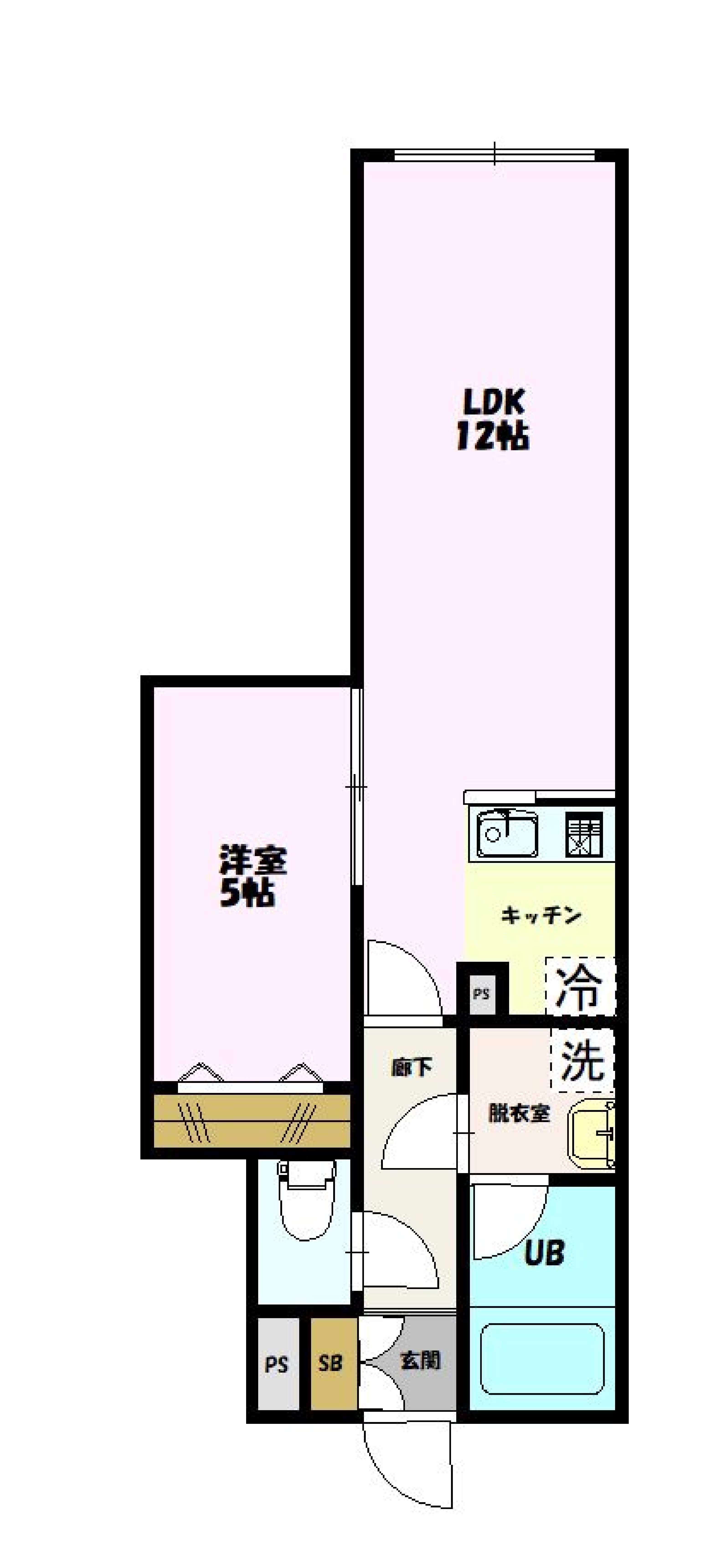 ラフォルテ福生(1LDK/1階)の間取り写真