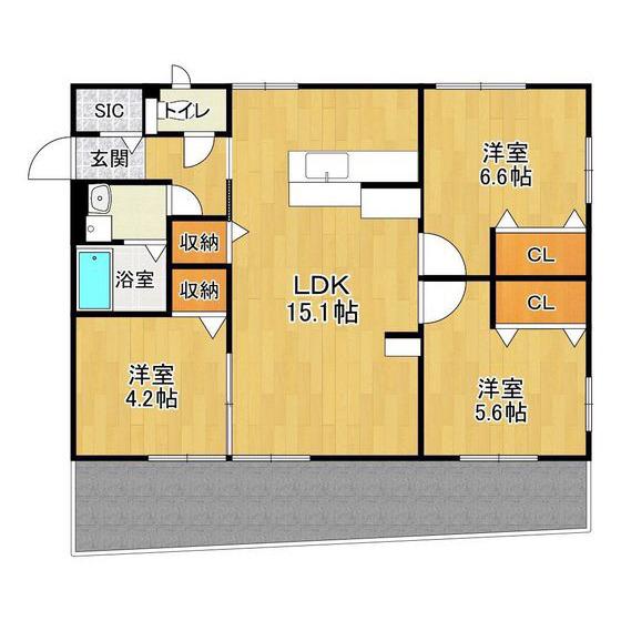 きららハイム下大利(3LDK/2階)の間取り写真