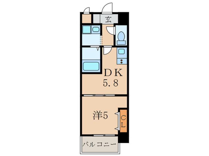 ファーストエフレシア立花II(1DK/5階)の間取り写真