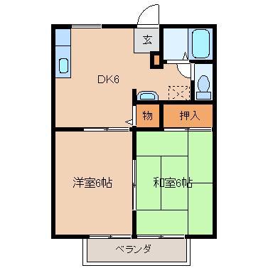 パナハイツウインディ(2DK/2階)の間取り写真