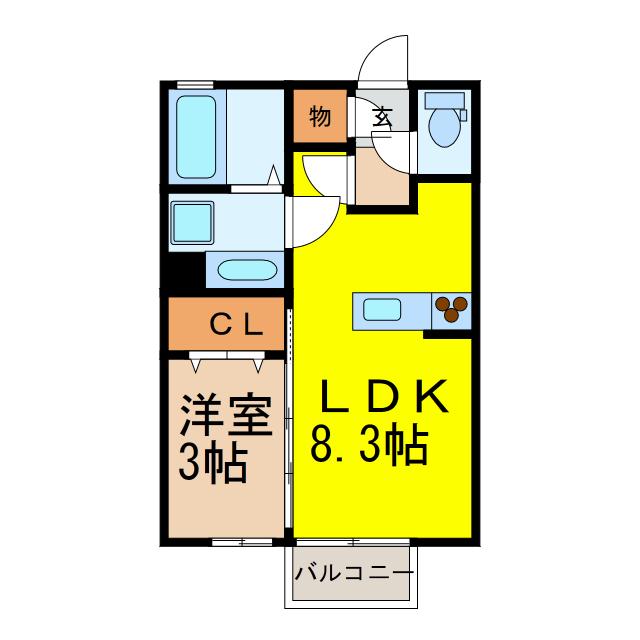 エールド クラージュ(1LDK/1階)の間取り写真